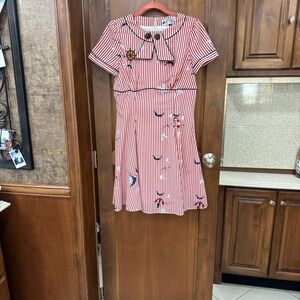 Hell Bunny Red and White Striped Sailor Dress